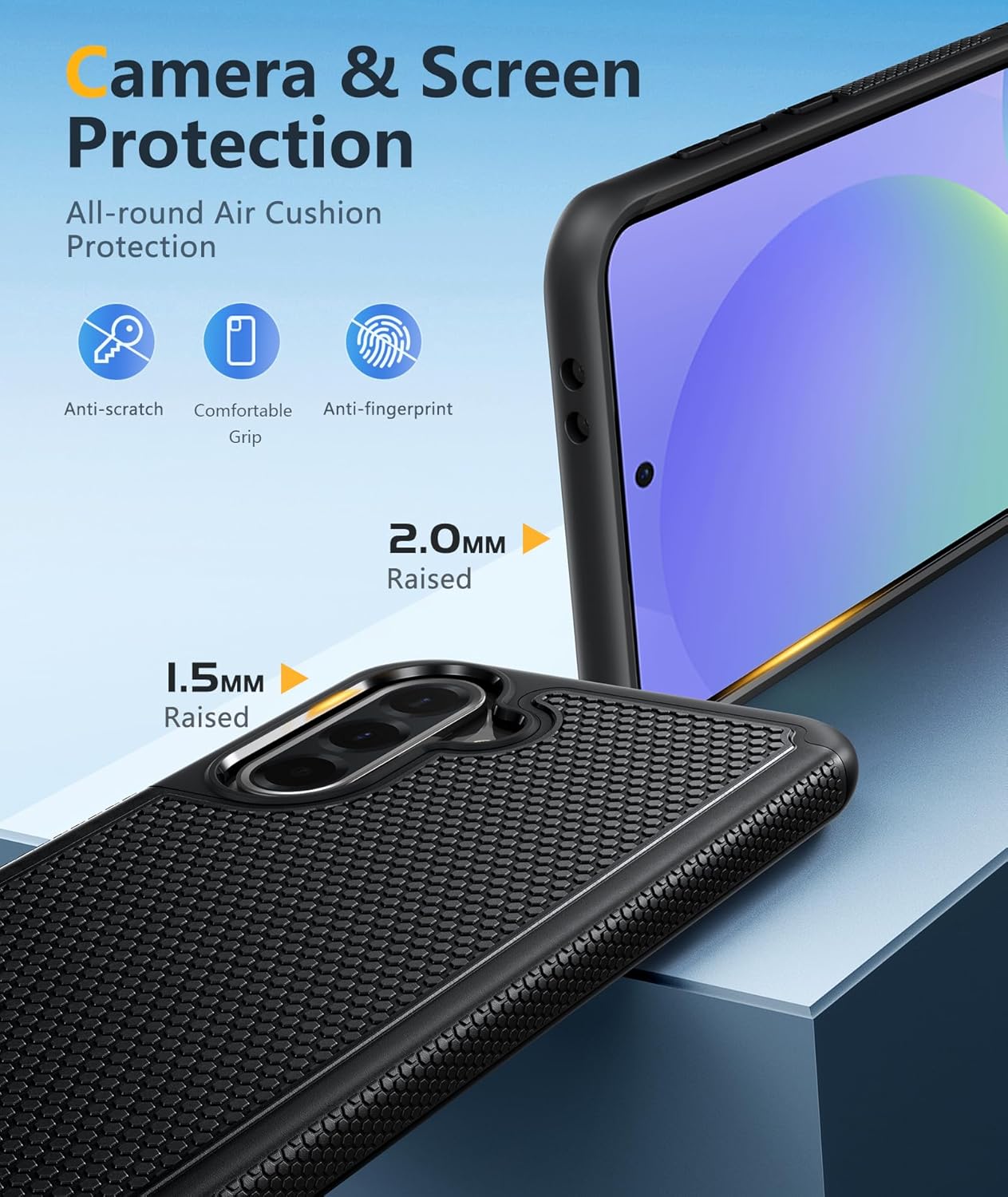 FNTCASE for Galaxy A16/A17 5G Phone Case - Samsung Military Grade Drop Protection, 14ft Drop Tested, Screen Protector Included, Anti-Slip Matte Textured, TPU+PC Dual Layer Shockproof Cover (Black)