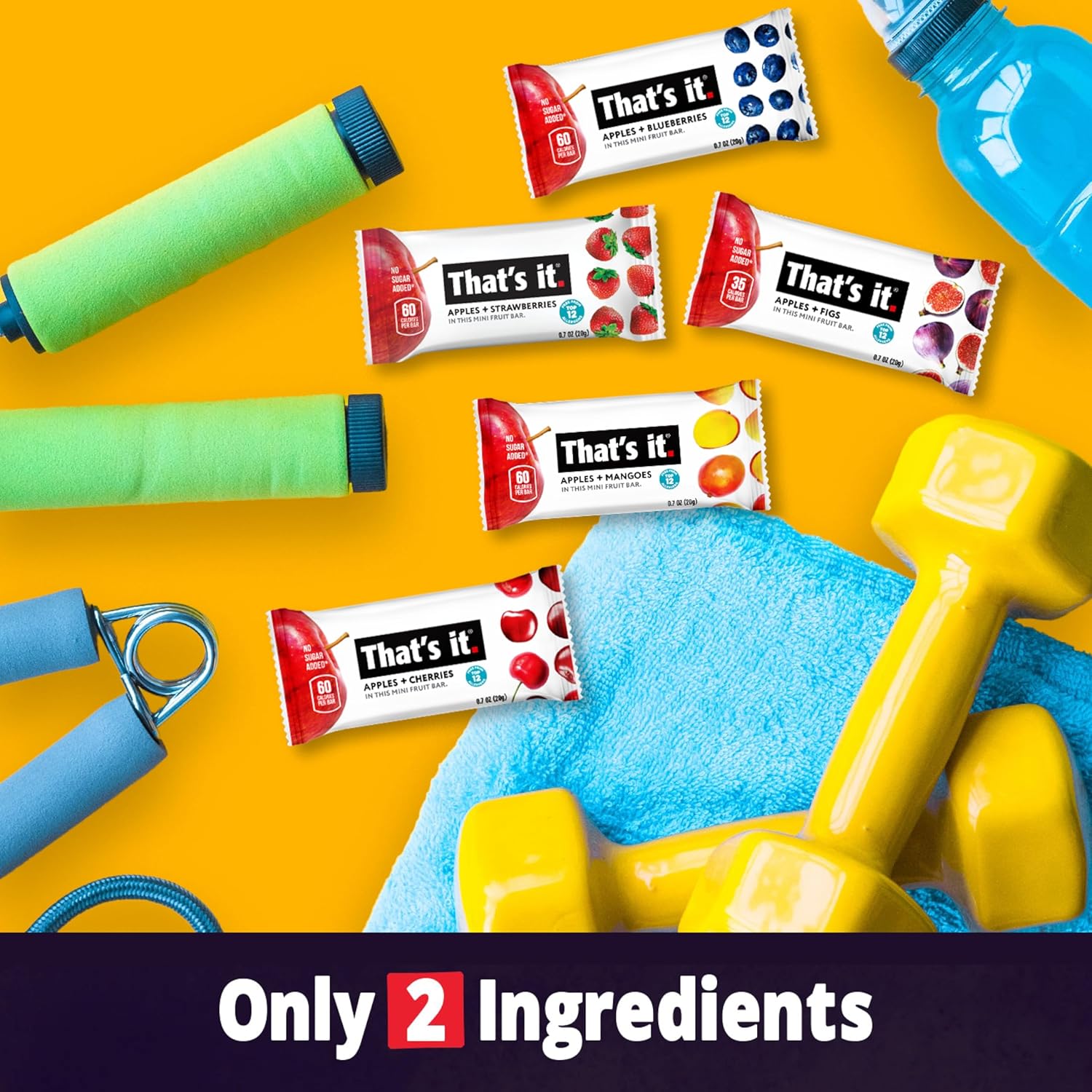 That's it. Mini Fruit Bars (Variety 35 Pack) No Sugar Added, Plant-Based, Vegan & Gluten Free, Breakfast Bar, Paleo, for Children & Adults, Non GMO, Fiber (7 Blueberry, 7 Cherry, 7 Fig, 7 Mango, 7 Strawberry)