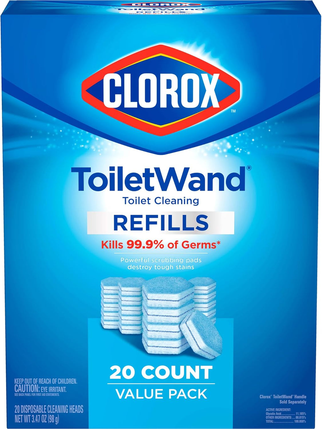 Clorox ToiletWand Toilet Cleaner Refills, Toilet brush, Original, 20 Count