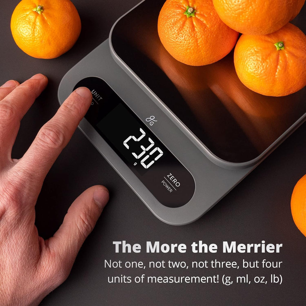 Greater Goods Digital Food Scale for Kitchen & Baking, 10kg/22lb High-Capacity Weight Scale with 1g Precision, Stainless Steel Platform, Hi-Def LCD, Ideal for Bread, Sourdough & Bulk Cooking