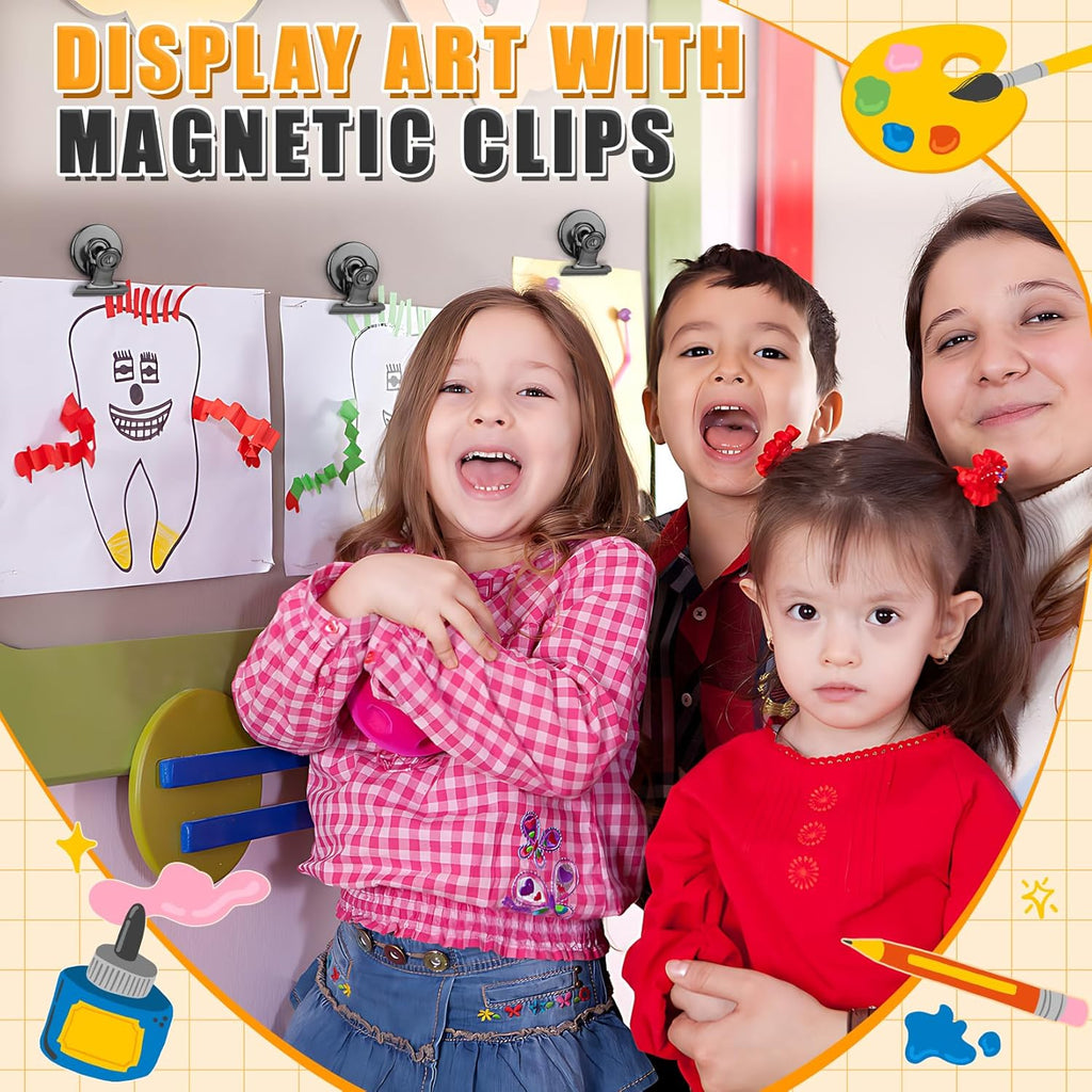 Grtard 12 Pack Magnetic Clips, Fridge Magnets Refrigerator Magnets, Strong Magnetic Clips Heavy Duty, Whiteboard Magnet Clip for Office Home Classroom Organization Kitchen Accessories Black