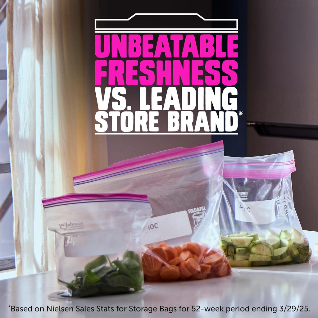 Ziploc Gallon Food Storage Bags, Stand-Up Bottom, Easy to Fill, 81 Count (Packaging May Vary)