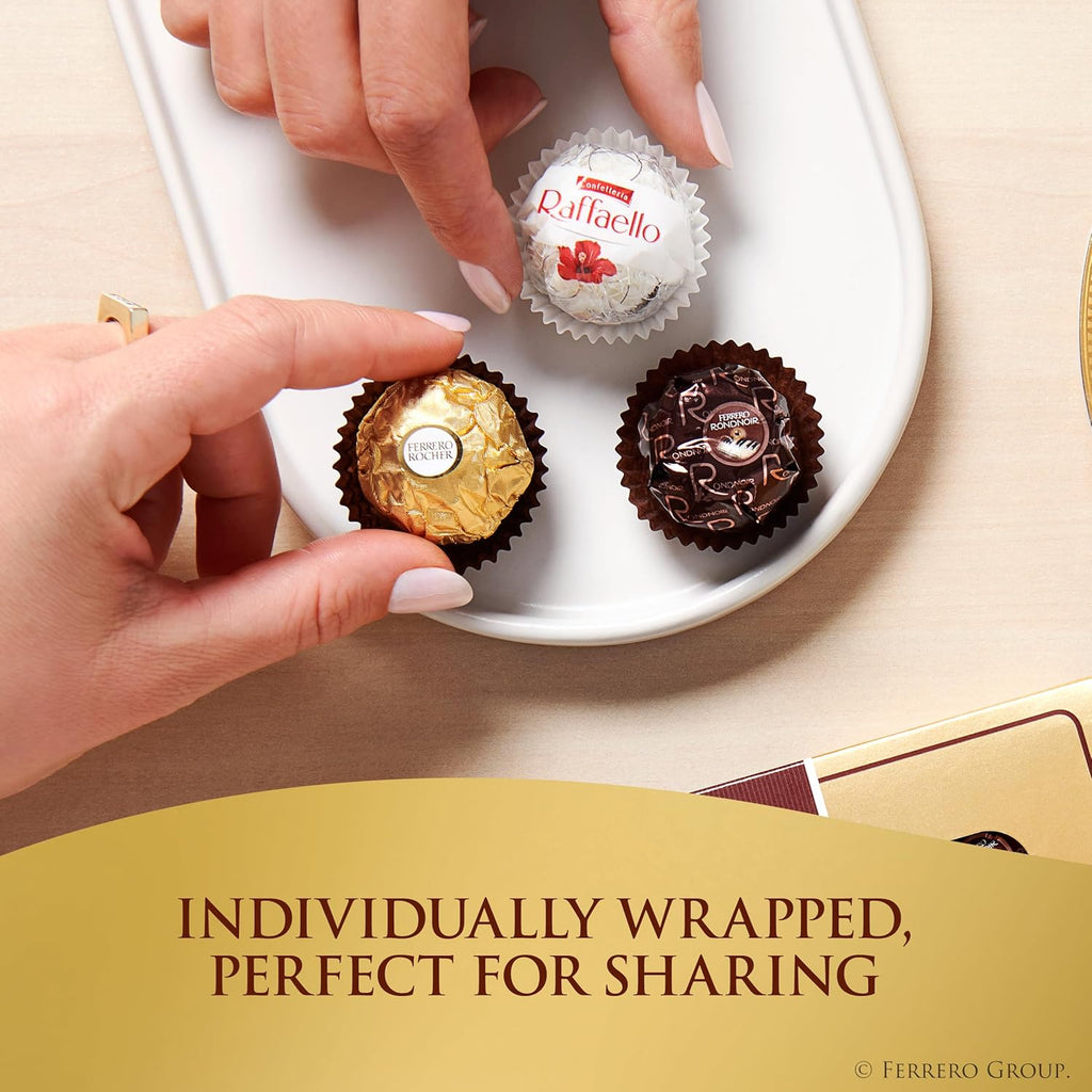 Ferrero Rocher Collection, Premium Gift Set, Hazelnut Milk Chocolate, Dark Chocolate and Coconut, 48 Count, 4.6 oz