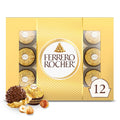 Ferrero Rocher Gourmet Hazelnut Milk Chocolate Gift Box, 12 Individually Wrapped Chocolates, 5.3 oz