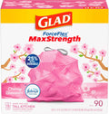 Glad Tall Kitchen Trash Bags 13 Gallon, MaxStrength Cherry Blossom Garbage Bags, Drawstring, 90 Count
