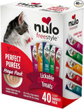 Nulo Freestyle Lickable Cat Treats - Perfect Purées Variety Pack, Squeezable Grain-Free Wet Cat Food Topper, High Moisture for Hydration, 40 x 0.5oz
