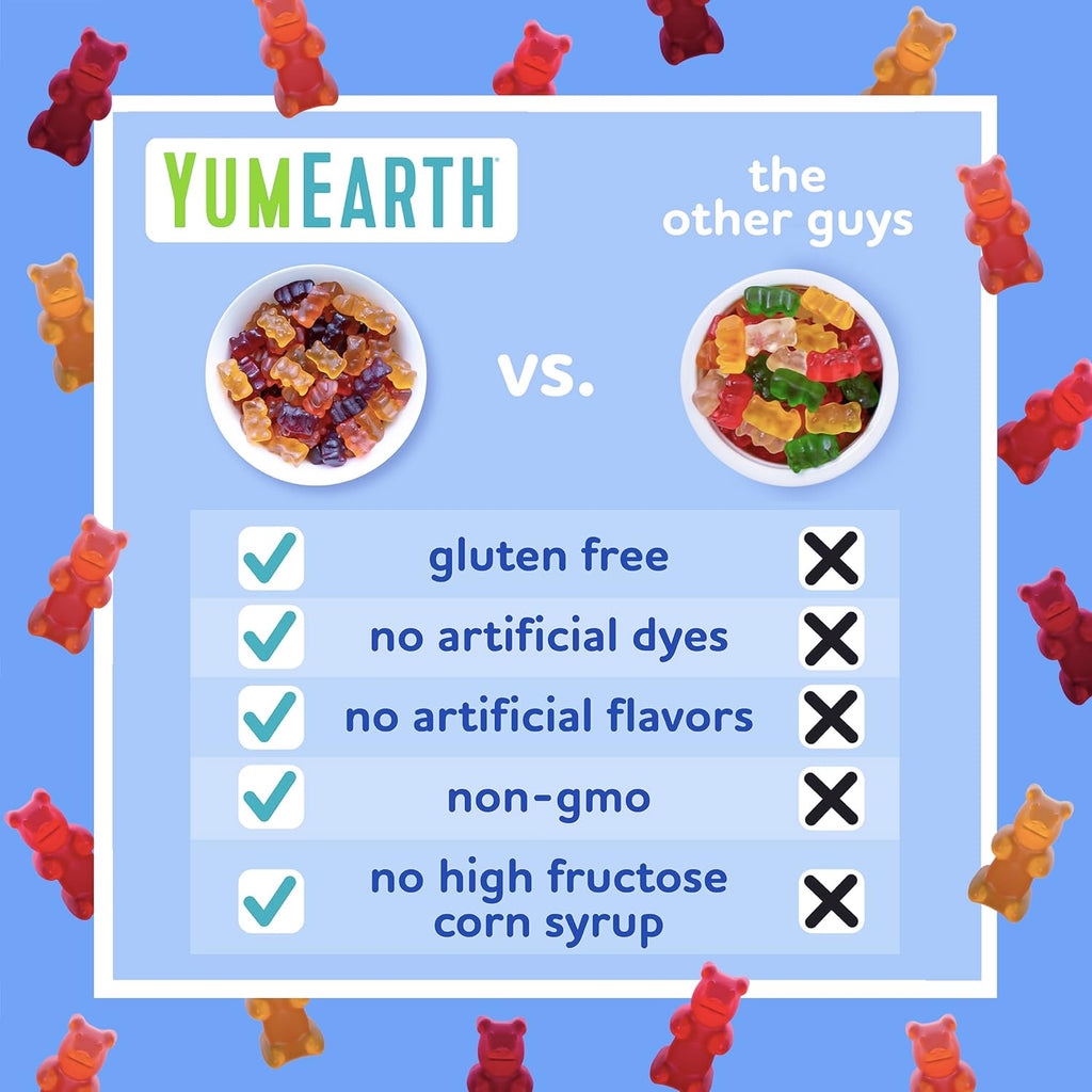 YumEarth Organic Gummy Bears - Fruity Gummy Candy Snack Packs, Gluten Free Snacks for Kids - Allergy Friendly, Non-GMO, No Artificial Dyes - Assorted Flavors, 10.5 oz. (Pack of 15)