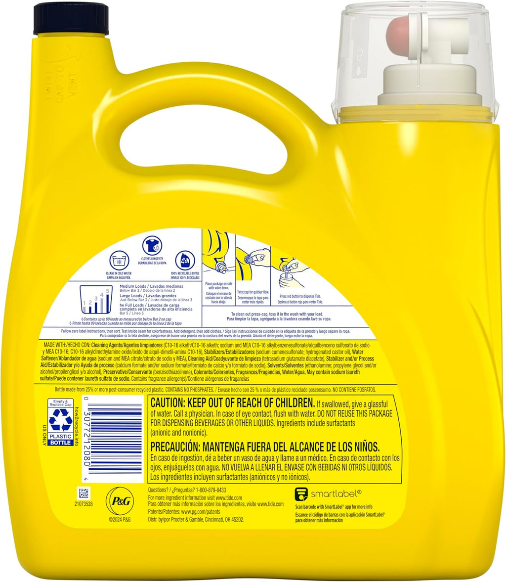 Tide Simply Clean & Fresh Liquid Laundry Detergent, Berry Blossom Scent, 89 loads, 117 fl oz (Packaging May vary)