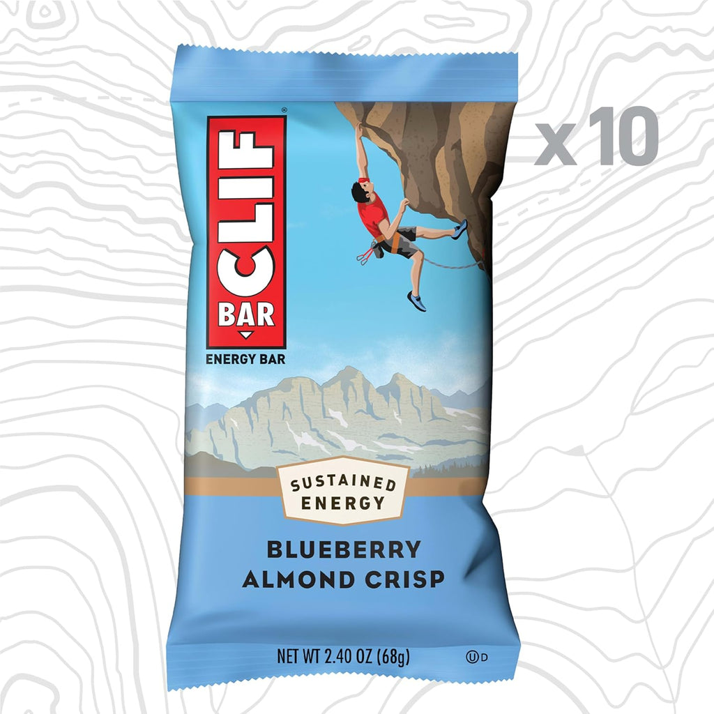 CLIF BAR - Energy Protein Bars - Blueberry Almond Crisp - Made with Organic Oats - Energy Bars - Non-GMO - (10 Pack)