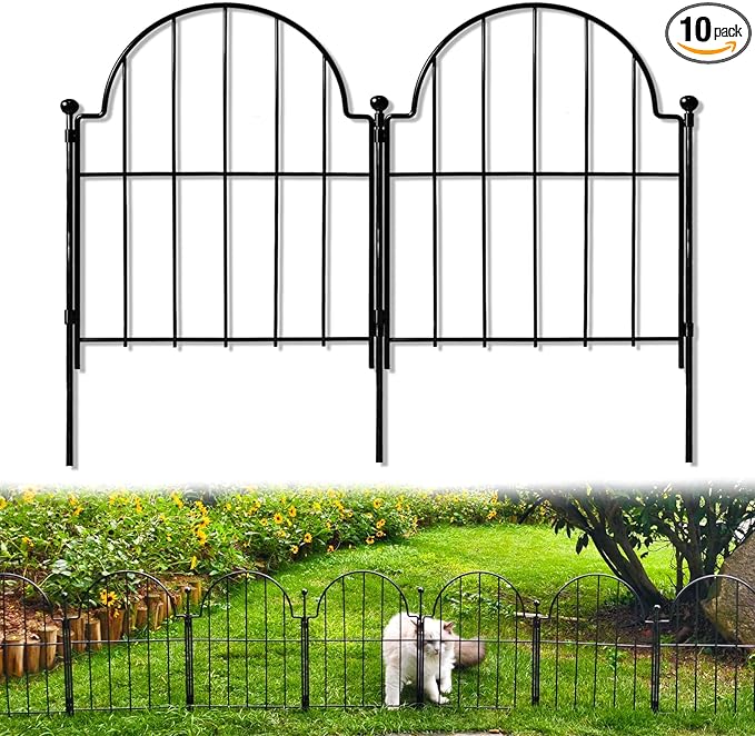 Blingluck Garden Fence, 22 in(H) x 10.83 ft(L) Arched Rustproof Metal No Dig Fence Garden Fence Border, Ground Stake Animal Barrier Fence for Rabbit Dog, Outdoor Decor for Yard & Patio