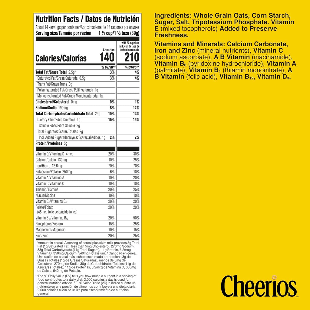 Cheerios Cereal, Limited Edition Heart Shapes, Affirmations Box, Heart Healthy, Gluten Free, Giant Size, 20 oz