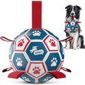 QDAN Dog Balls, World Cup Soccer Ball with Straps, Durable Herding Balls for Small Medium Pet, Puppy Birthday Gifts, Dog Water Toy, Pet Toys Puppy Ball (6 Inch)