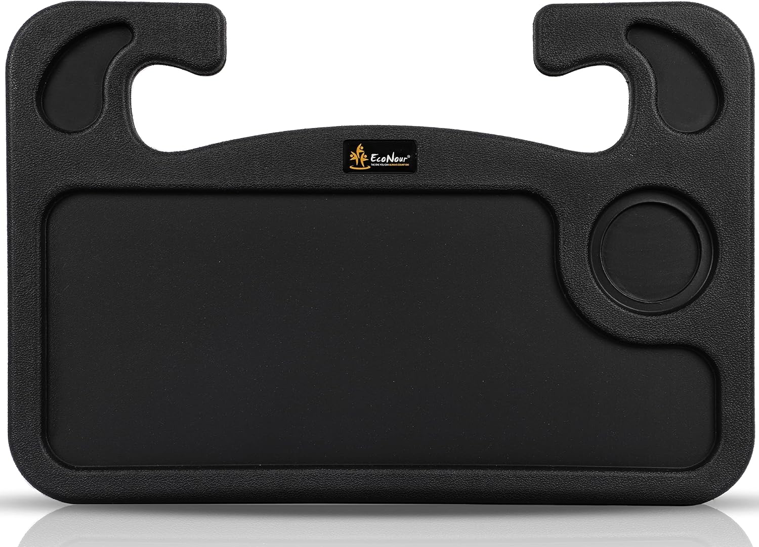 EcoNour 2 in 1 Car Steering Wheel Desk | Tray for Laptop Car Mount with Pen Holder | Desk Console for Car | Food Tray for Eating with Drinks Holder | Multipurpose Travel Car Accessories