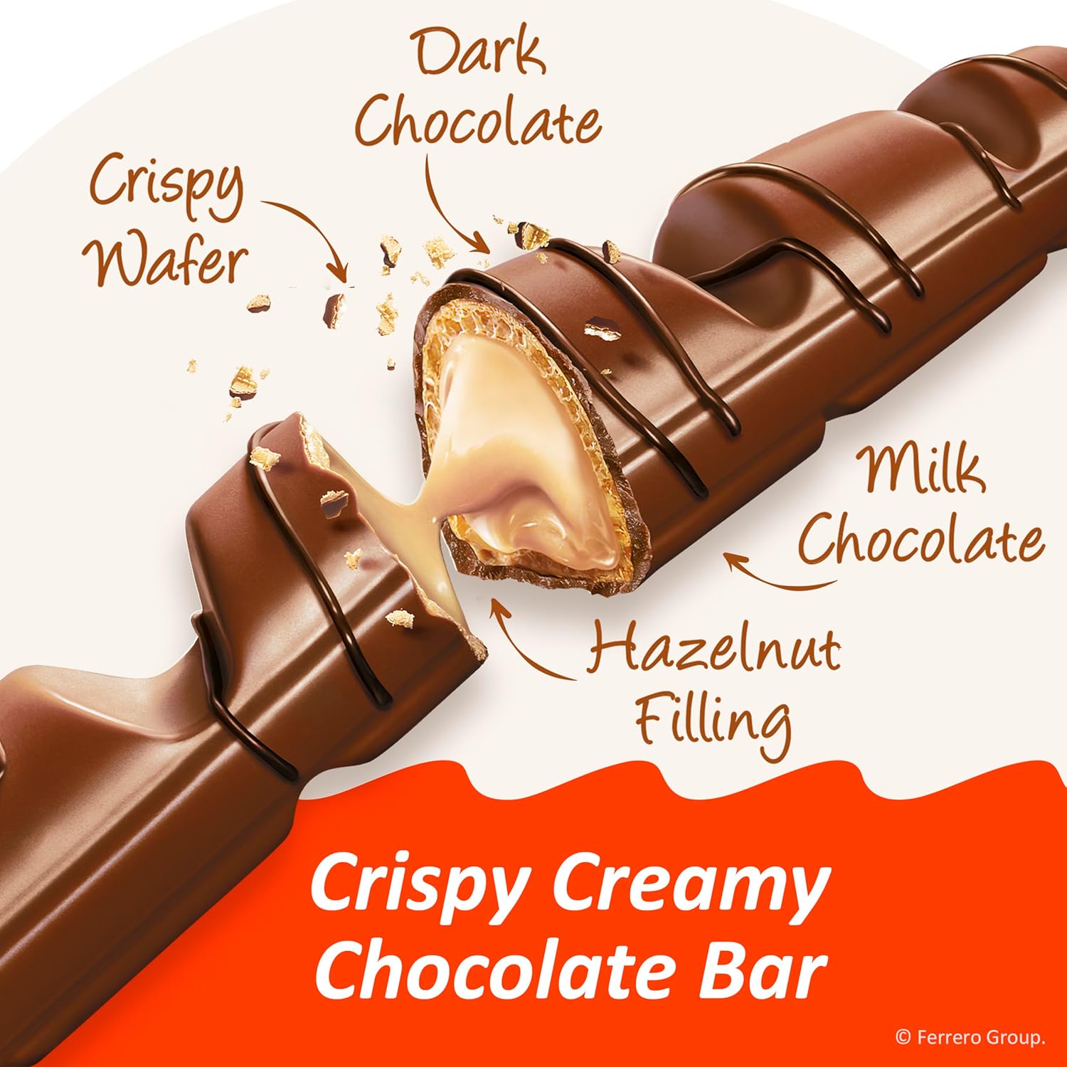 Kinder Bueno Milk Chocolate Bars with Hazelnut Cream, Bulk 20 Pack, Chocolate Candy Bars for Game Day, Football Party Supplies, Snacks for Adults, 4 Per Pack
