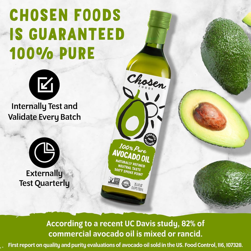Chosen Foods Avocado Oil, 16.9 Fl Oz - All Purpose Cooking Oil made from 100% Pure Avocados - Non-GMO, Gluten-Free, Keto Friendly, Glyphosate Free - 500mL (Pack Of 1)