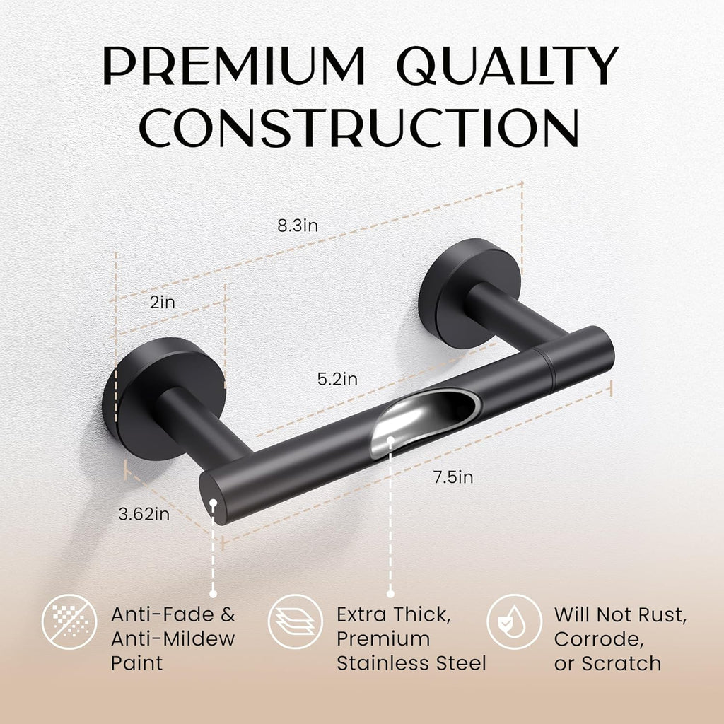 Day Moon Matte Black Toilet Paper Holder - Wall Mount Modern Roll Holder for Bathroom