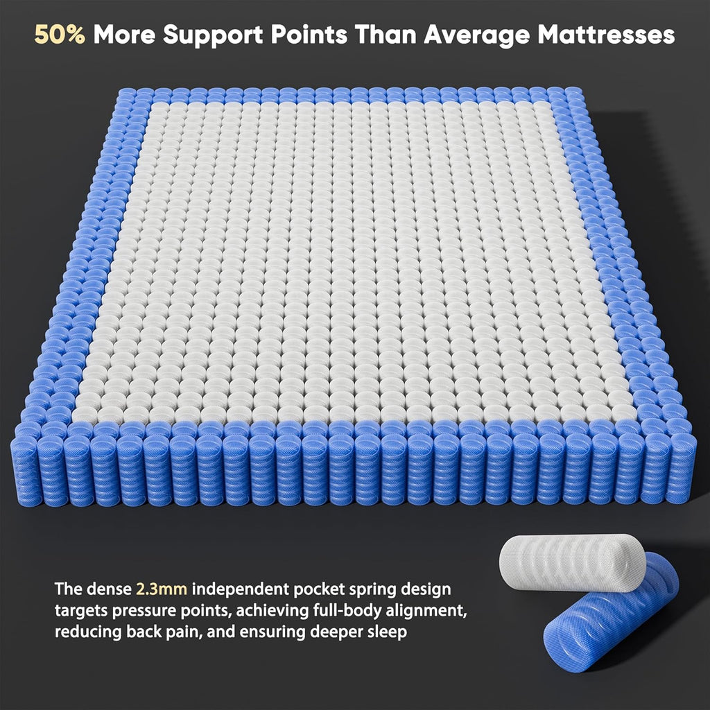 12 Inch King Size Mattress - 2025 Upgraded Hybrid Cooling Gel Memory Foam & Pocket Coils, Medium Firm Mattress in a Box for Back Neck Pain Relief, Motion Isolation, Edge Support, Breathable, White