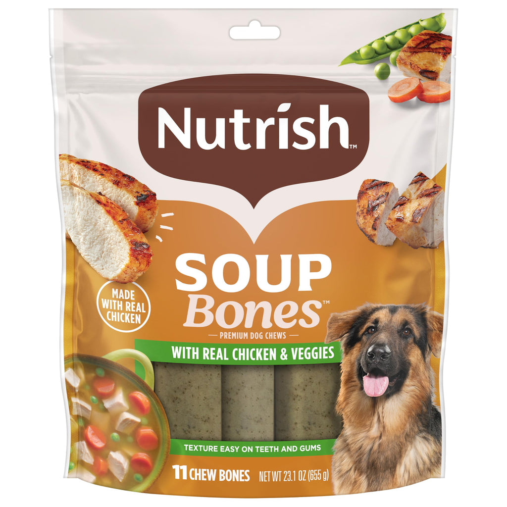 Nutrish Soup Bones Premium Dog Chews with Real Chicken and Veggies, 11 Chews, Packaging May Vary (Rachael Ray)
