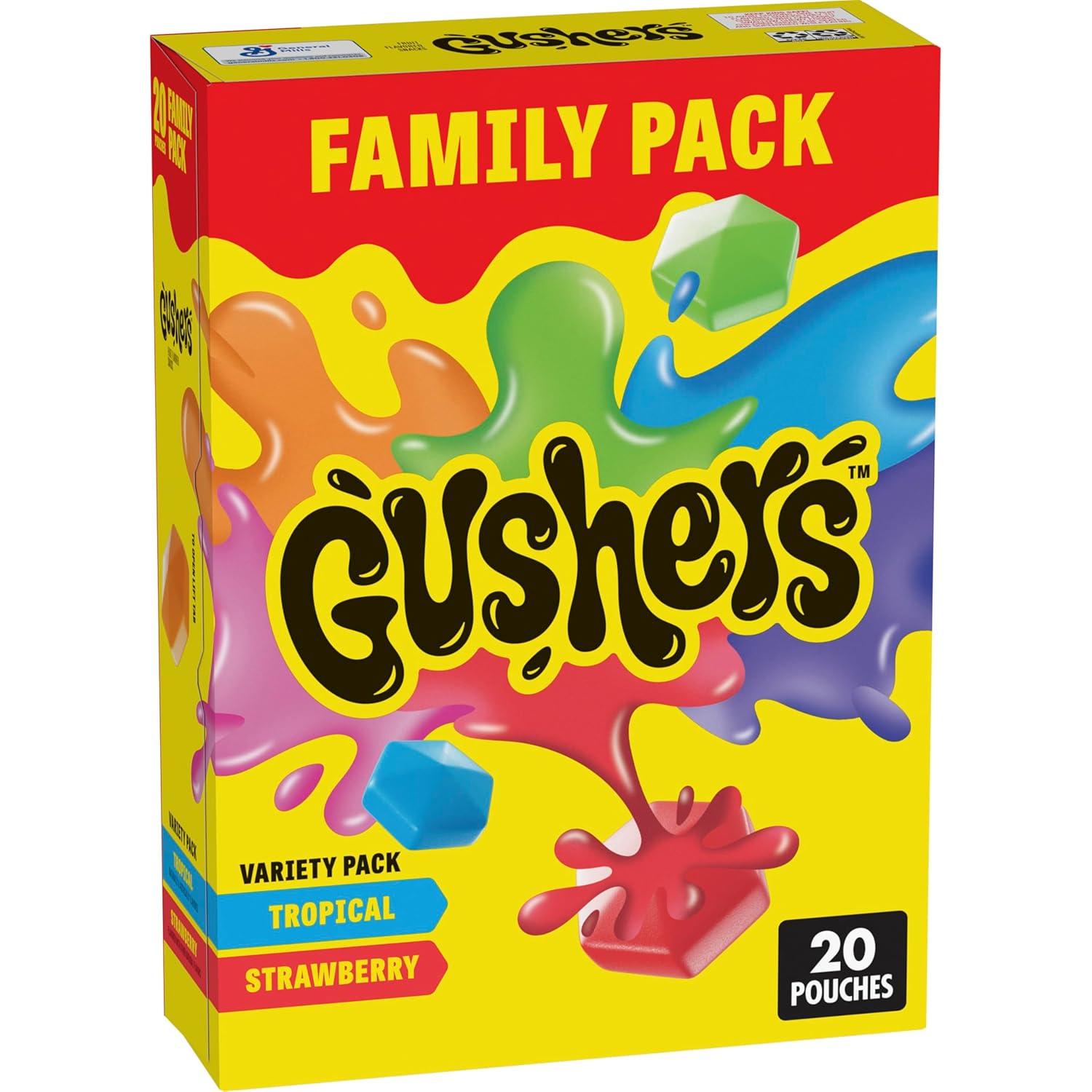 Gushers Fruit Flavored Snacks, Valentine's Day, Tropical and Strawberry, Variety Pack, 20 Ct, 16 oz