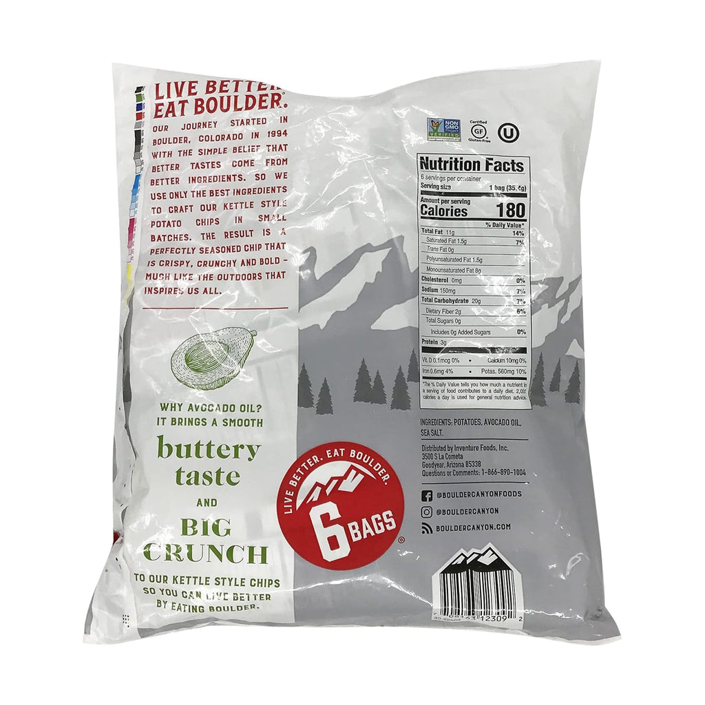 Boulder Canyon Avocado Oil Sea Salt Potato Chips 6 Count, 1.25 OZ