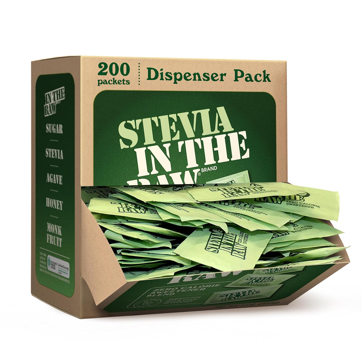 Stevia In The Raw Stevia Sweetener Packets, 200 Ct Box, 2 Pack, Zero Calorie Stevia Sugar Substitute Packets, No Erythritol or Artificial Flavors, Vegan, Gluten Free, Kosher, Low Glycemic Index