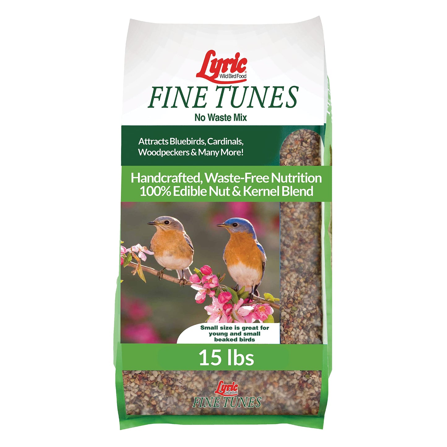 Lyric Fine Tunes Wild Bird Seed Mix - No Waste Bird Food Mix - Attracts Bluebirds, Finches, Chickadees & More - Seed for Outside Feeders - 15 lb Bag
