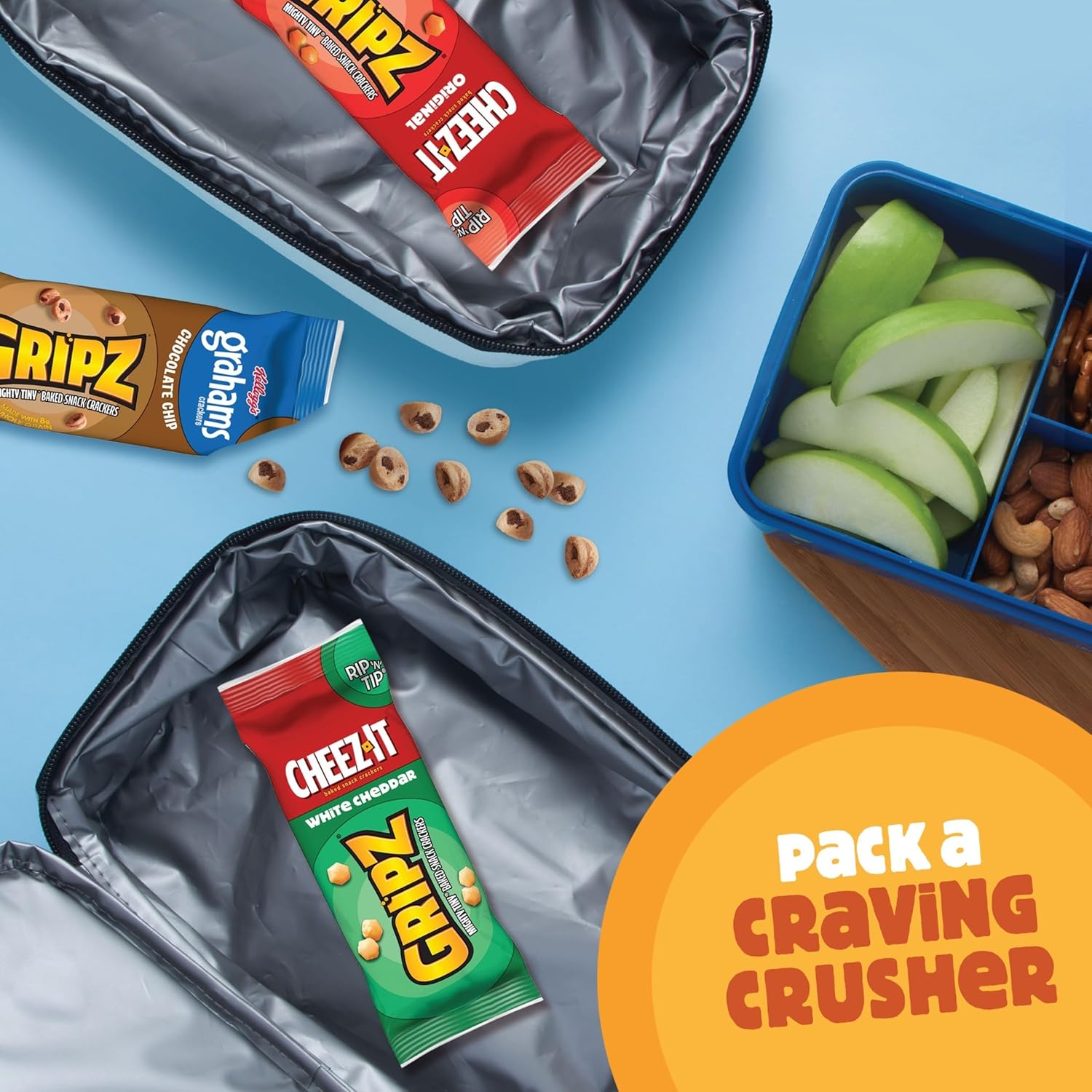 Gripz Mini Baked Snack Crackers, Sweet and Salty Snacks, Variety Pack, 11oz Box (12 Pouches)
