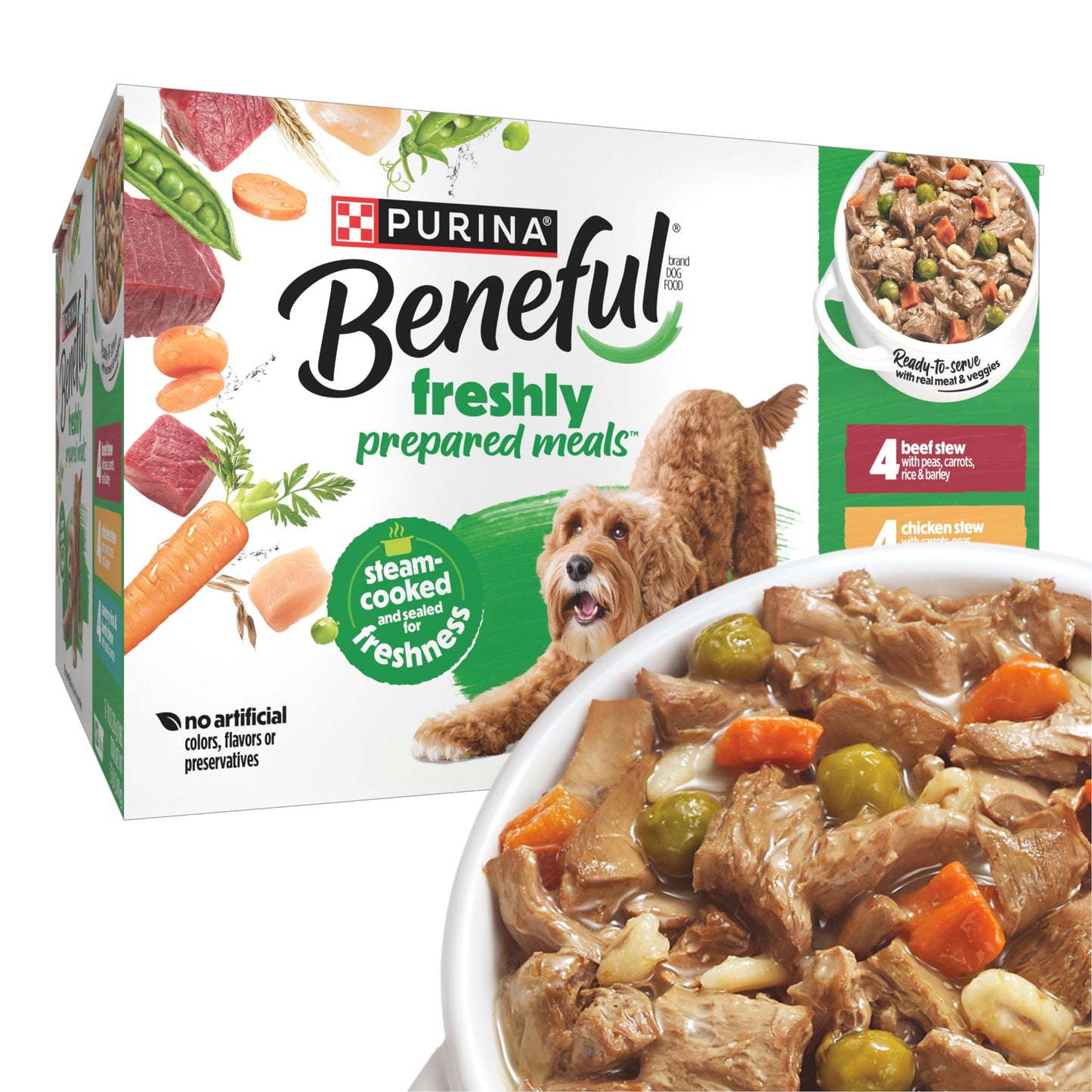 Purina Beneful Gravy Wet Dog Food Variety Pack, Prepared Meals Stew - (12) 10 oz. Tubs