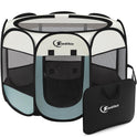 Siedihit Dog Cat Playpen, Puppy Pet Playpen Indoor for Small Dog Crate Tent Cage Outdoor, Portable Pop Up Dogs Enclosure Kennel with Carrying Case for Dogs/Cats/Rabbits(Grey, Small