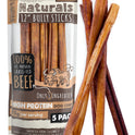 Mighty Paw Long Lasting 12" Bully Sticks for Dogs - All Natural Grass Fed Beef Chews. Lower Odor Dog Bully Sticks for Large Dogs, Medium and Small Breeds. Single Ingredient Treats
