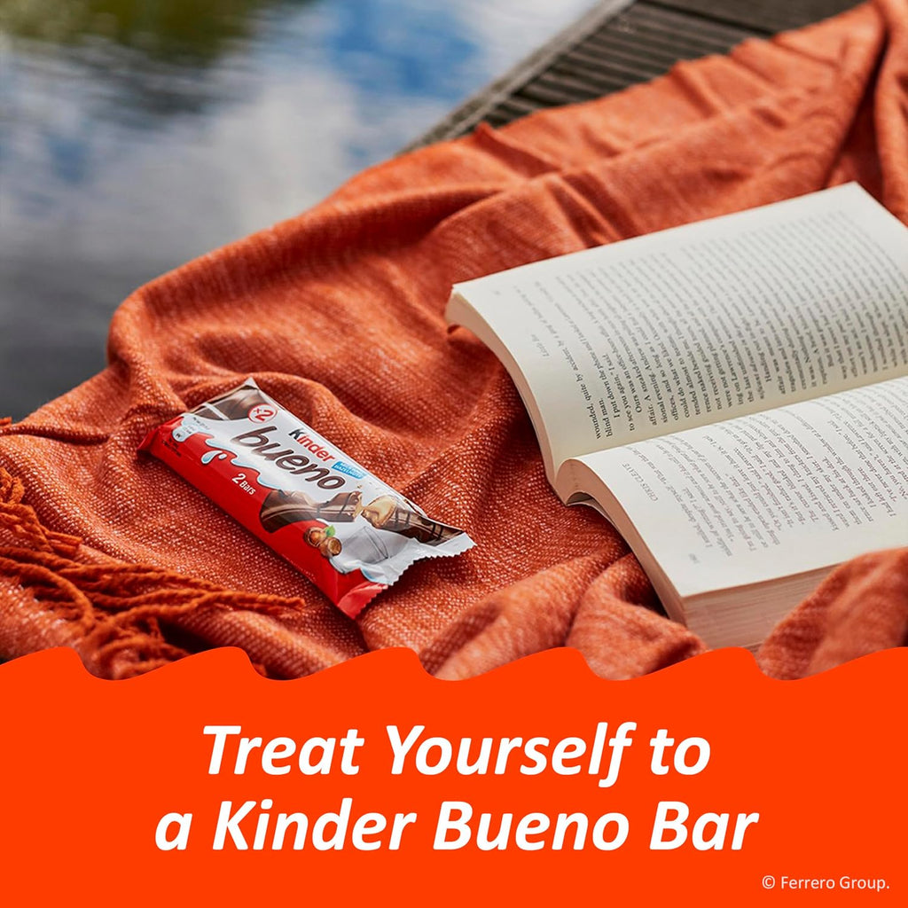 Kinder Bueno Milk Chocolate Bars with Hazelnut Cream, Bulk 20 Pack, Chocolate Candy Bars for Game Day, Football Party Supplies, Snacks for Adults, 4 Per Pack