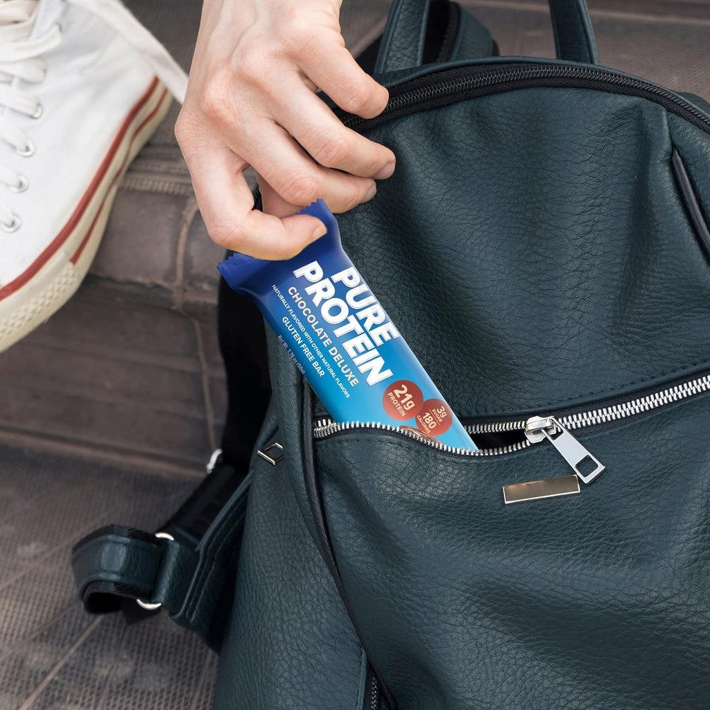 Pure Protein Chocolate Deluxe Protein Bars – 20g Protein, 3g Sugar, 190 Calories (12 count) Low Sugar* High Protein Snack - Gluten Free - Perfect for a Healthy Snack