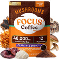 Venture Pal 48000mg Mushroom Coffee with 12 Adaptogenic Mushrooms, Lion's Mane, Cordyceps, Turkey tail, Reishi, Ashwagandha & Probiotics, Instant Coffee for Focus, Digestion & Immunity, 40 Servings