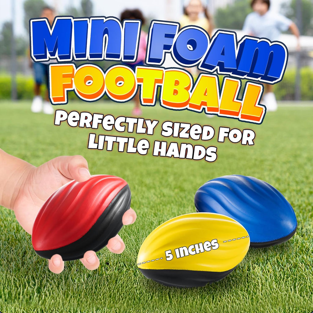 Bedwina 5" Mini Foam Football - Small Toy Footballs for Indoor and Outdoor Play, Spiral Foam Sports Birthday Football Party Favors for Kids