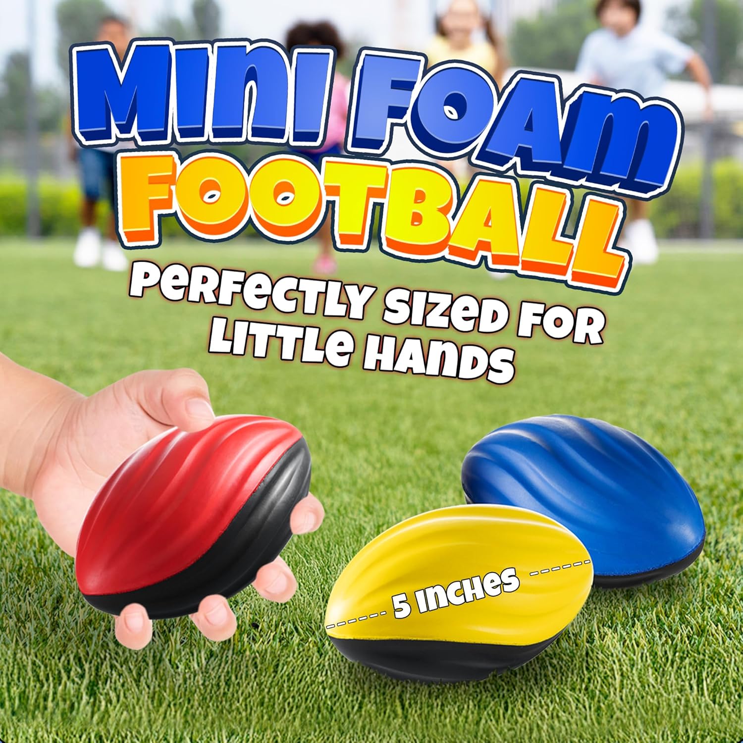 Bedwina 5" Mini Foam Football - Small Toy Footballs for Indoor and Outdoor Play, Spiral Foam Sports Birthday Football Party Favors for Kids