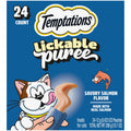 Temptations Creamy Puree Squeezable Lickable Cat Treats, Wet Cat Treats with Salmon, 0.42 oz. Tubes, 24 Count - Packaging May Vary