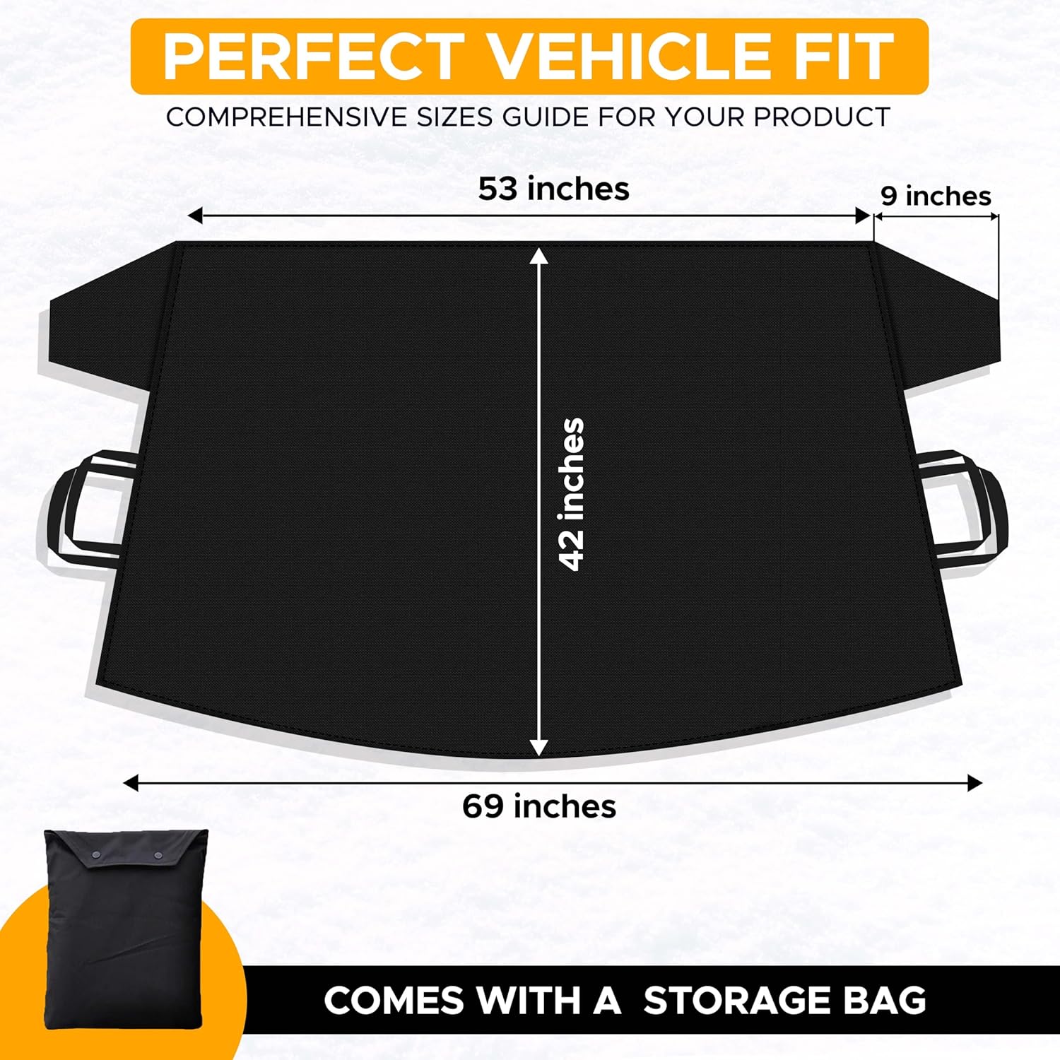 EcoNour Windshield Cover for Ice and Snow - Universal Fit for Car, SUV, Truck, Heavy Duty 600D Oxford Fabric Frost Protector for Ice & Sleet, Includes Anti-Theft Straps, Medium (69"x42")