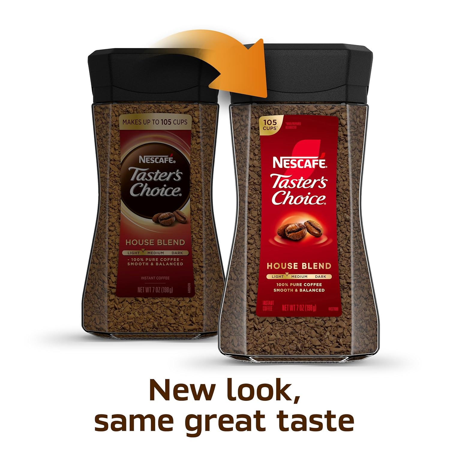 NESCAFÉ Taster's Choice Instant Coffee, Light Medium Roast, House Blend, 2 Jars (7 Oz Each)