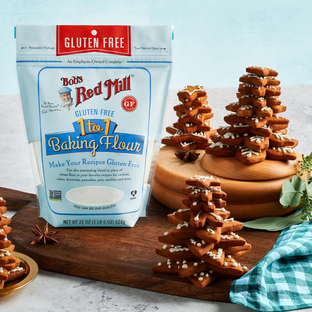 Bob's Red Mill Gluten Free 1 to 1 Baking Flour, 22oz (Pack of 4) - Non GMO, Vegan, Kosher