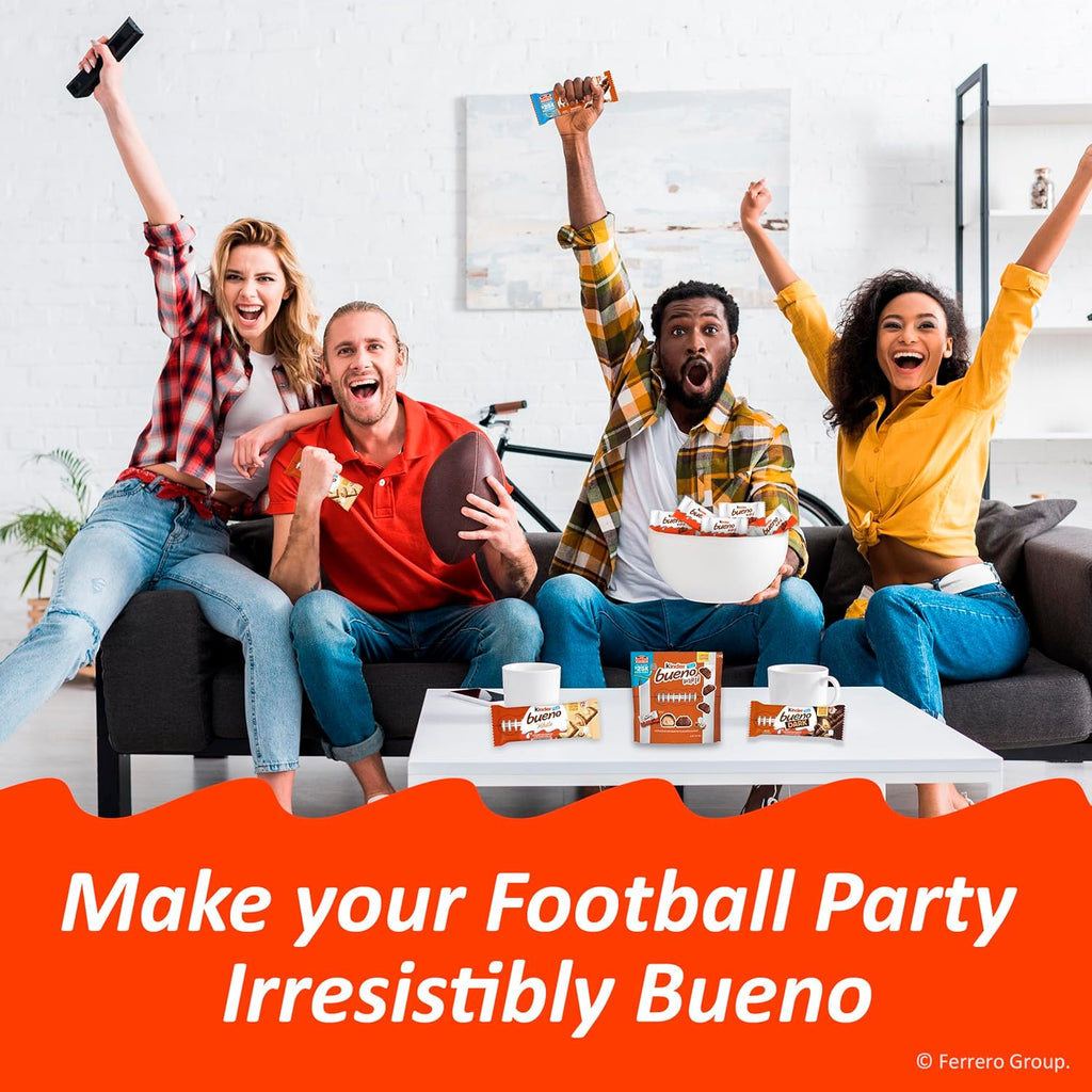 Kinder Bueno Milk Chocolate Bars with Hazelnut Cream, Bulk 20 Pack, Chocolate Candy Bars for Game Day, Football Party Supplies, Snacks for Adults, 4 Per Pack