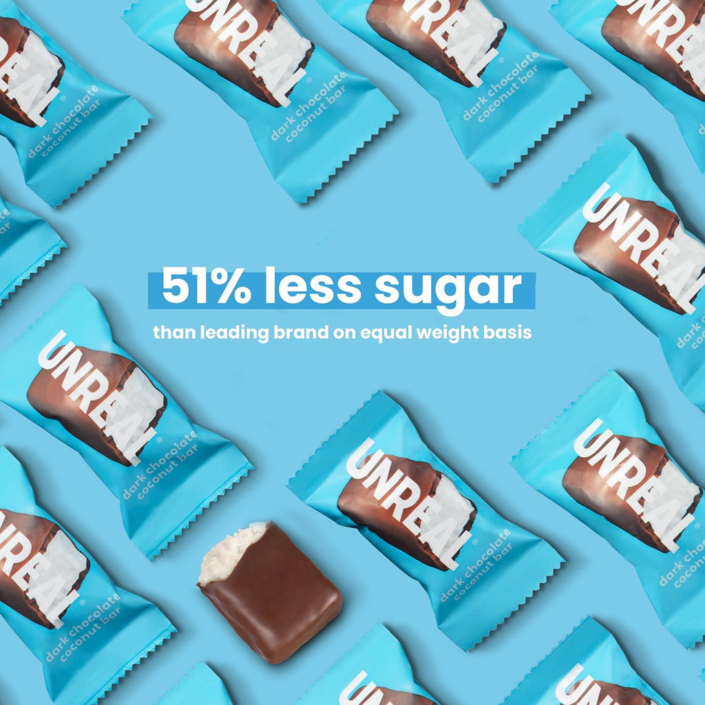 UNREAL Dark Chocolate Coconut Bars (Value Size Bag) | Vegan, 3g Sugar, & 3 Simple Ingredients | Non-GMO, Gluten Free, & Fair Trade | 9.5oz