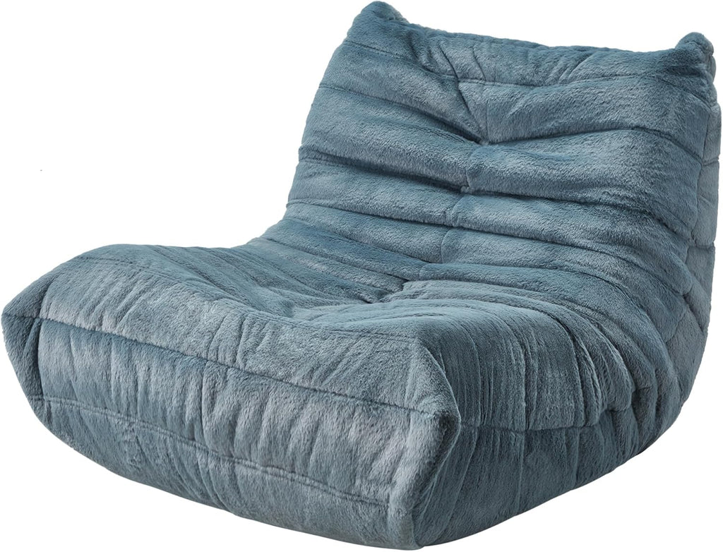 Bean Bag Chairs for Adults Giant Bean Bag Chair Memory Foam BeanBag Chair Bean Bag Sofa with Filler Faux Fur Fireside Beanbags Lazy Sofa for Living Room Bedroom Office (Bluegrey Plush, Single)