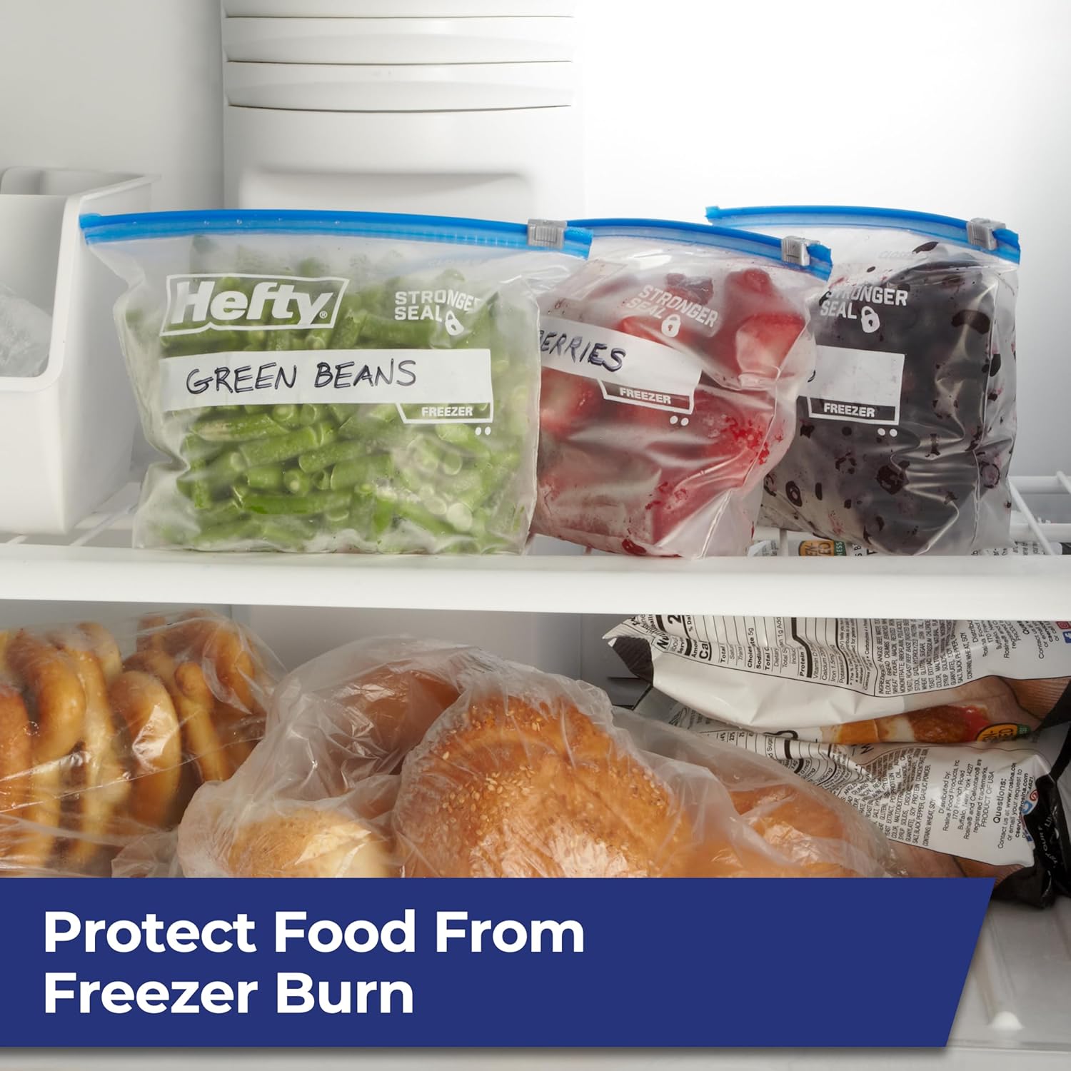 Hefty Slider Freezer Kitchen Storage Bags, Quart Size, 74 Count