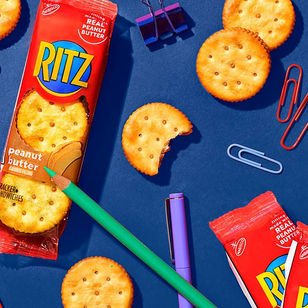 RITZ Peanut Butter Sandwich Crackers, Lunch Snacks, 48 Snack Packs (6 Boxes, 6 Crackers Per Pack)