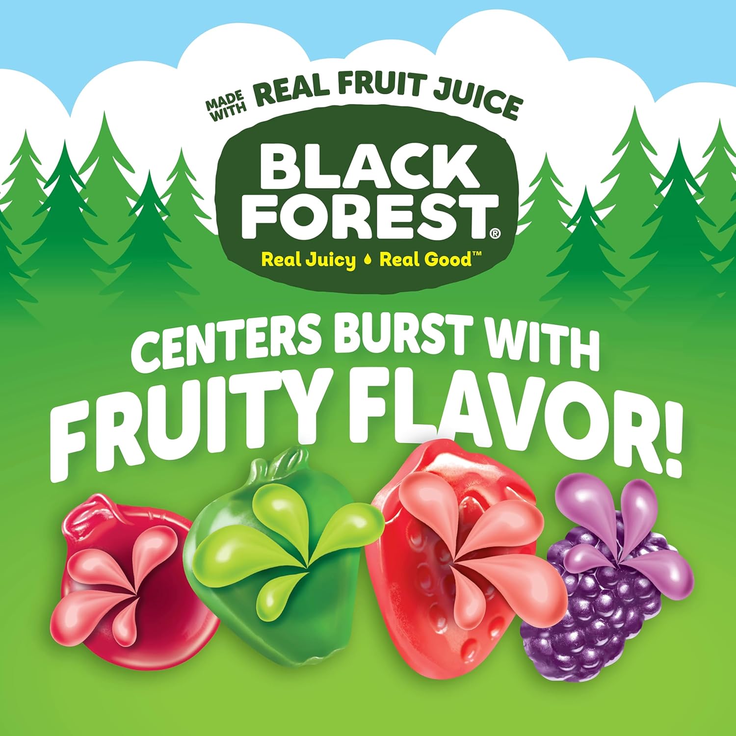 Black Forest, Juicy Burst, Fruit Flavored Snacks, Mixed Fruit Flavors, A Juicy Burst of Natural Flavors, Made with Real Fruit Juice, 0.8 oz 40 ct