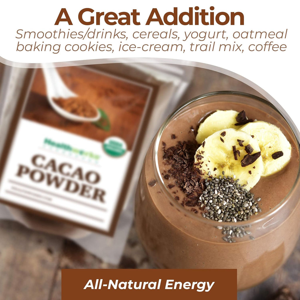 Healthworks Superfoods Organic Cacao Powder - 16 Oz / 1 Lb - Cocoa Chocolate Substitute - Rich Chocolate Flavour - Sugar-Free, Keto, Vegan & Non-GMO - Peruvian Bean/Nut Origin - Antioxidant Superfood