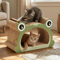 BOWHAUS Frog Style Cat Scratching Board, Cat Scratcher Lounger with Play Ball for Indoor Cat, Durable & Long-Lasting Scratching Board Cardboard, Furniture Protector Scratching Pad