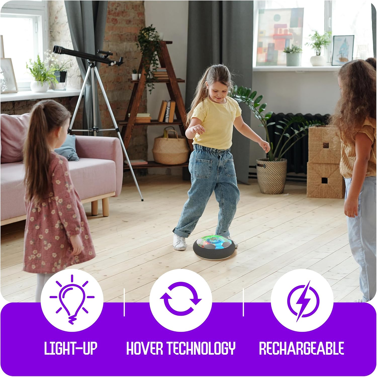 Ninja Blast Hover Soccer Light-Up Ball, Indoor Toy Games Gifts for Birthday, Kids, Boys for Age - 3 Years and up