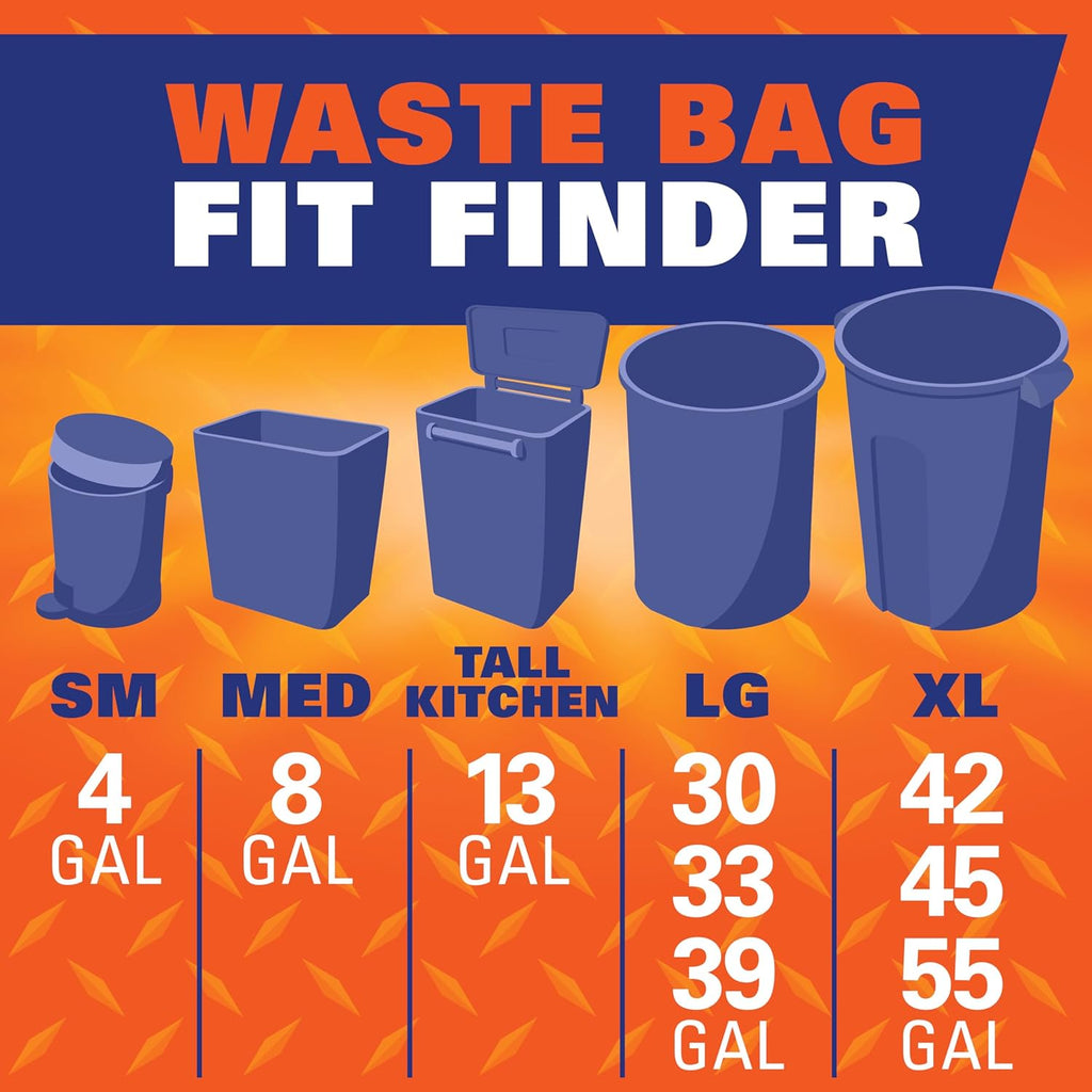 Hefty Ultra Strong 13 Gallon Trash Bags, Black Tall Kitchen Trash Bags 13 Gallon Size, Break Resistant Drawstring Enclosure, Continuous Odor Control, Blackout, Clean Burst Scent, 40 Bags