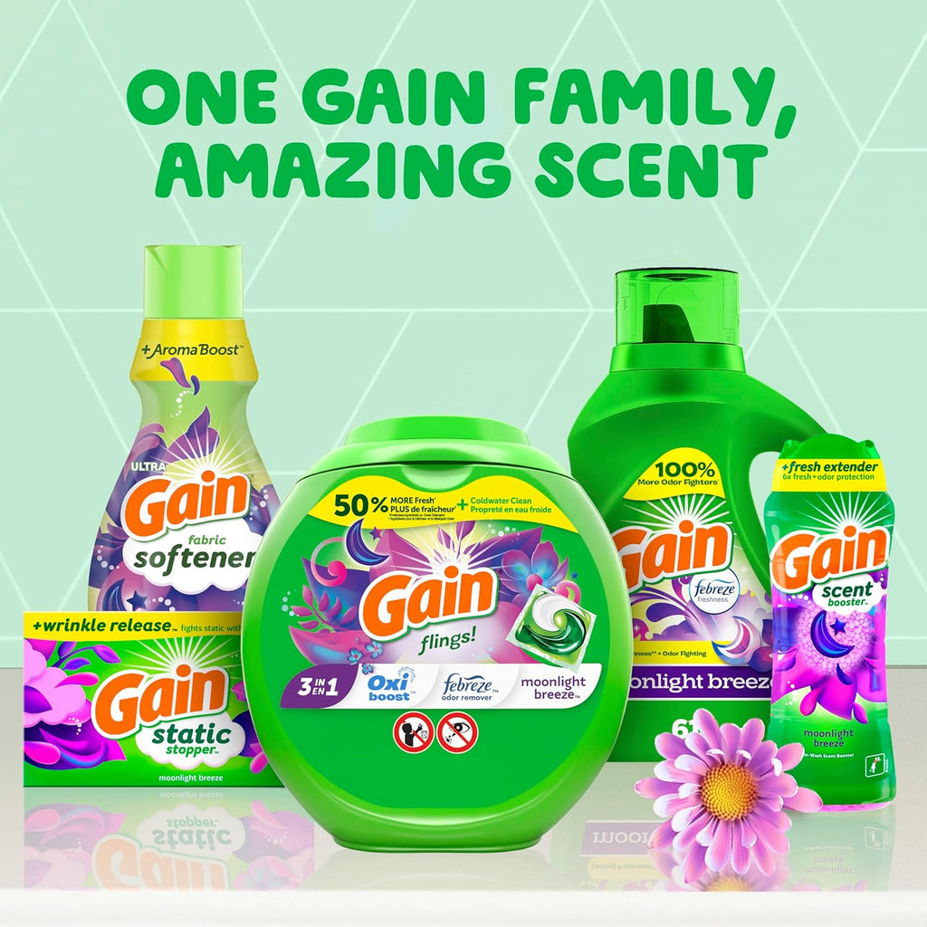 Gain Moonlight Breeze HE Deep Cleaning Concentrated Liquid Laundry Detergent, 61 Loads, 88 fl oz
